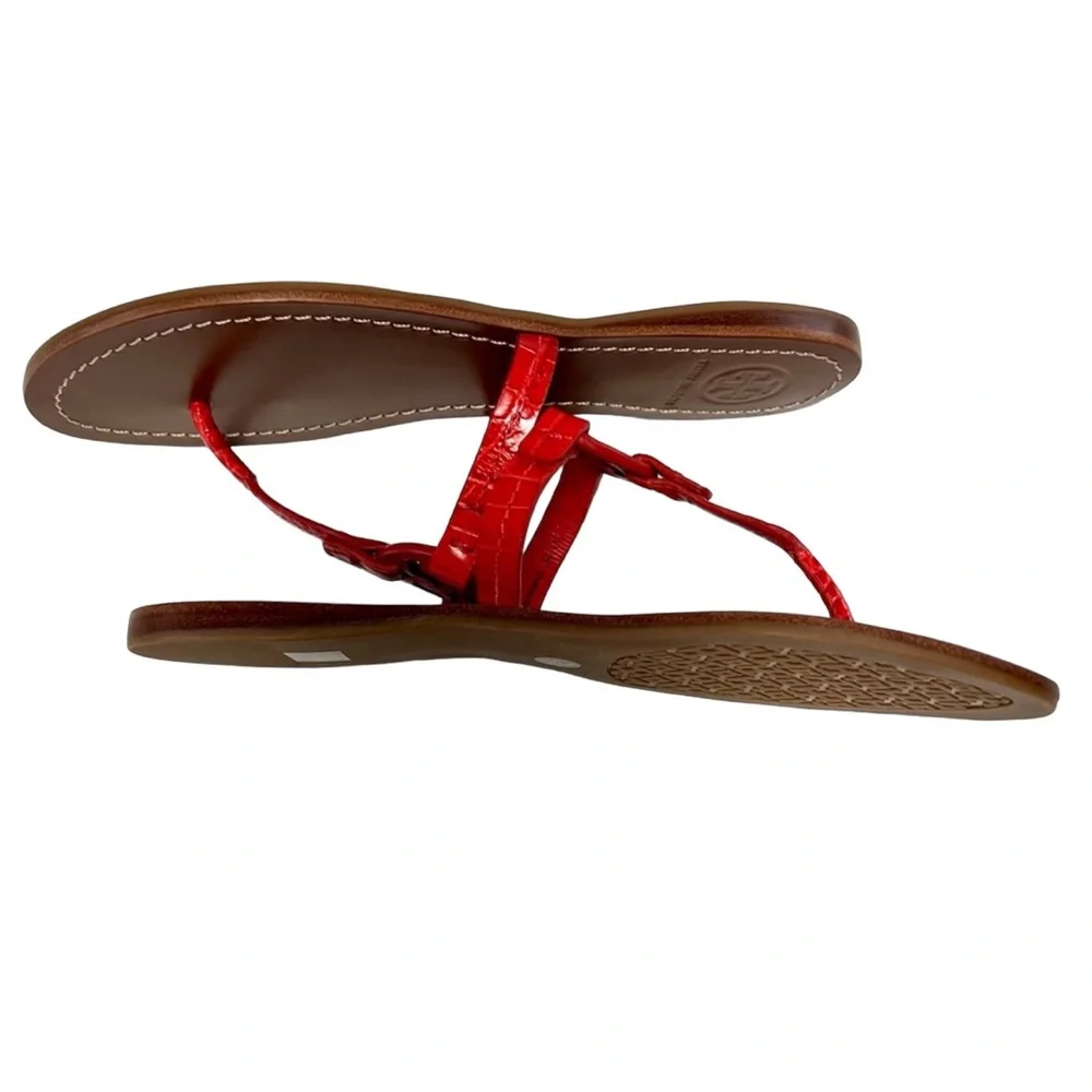 Tory Burch Mini Miller Gabriel Croc Embossed Red Leather Sandals Size 5 Boho